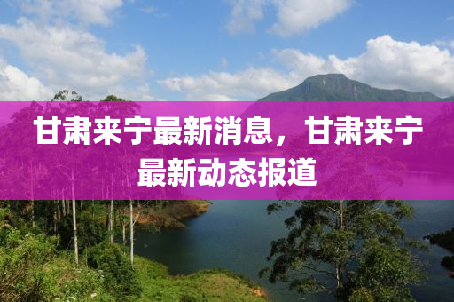 甘肅來寧最新消息，甘肅來寧最新動態(tài)報道