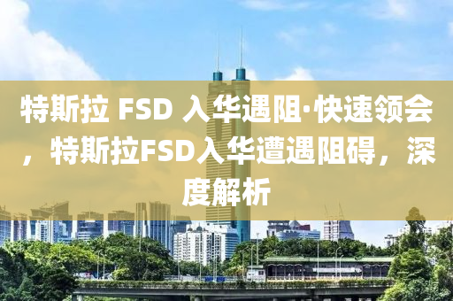特斯拉 FSD 入華遇阻·快速領(lǐng)會，特斯拉FSD入華遭遇阻礙，深度解析