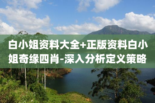 白小姐資料大全+正版資料白小姐奇緣四肖-深入分析定義策略