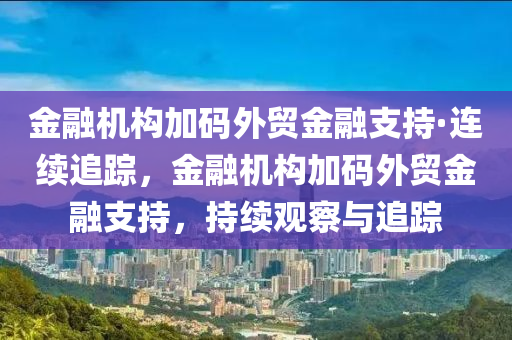 金融機構(gòu)加碼外貿(mào)金融支持·連續(xù)追蹤，金融機構(gòu)加碼外貿(mào)金融支持，持續(xù)觀察與追蹤