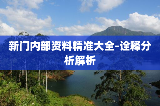 新門內(nèi)部資料精準大全-詮釋分析解析