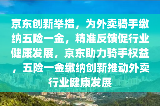 京東創(chuàng)新舉措，為外賣騎手繳納五險一金，精準(zhǔn)反饋促行業(yè)健康發(fā)展，京東助力騎手權(quán)益，五險一金繳納創(chuàng)新推動外賣行業(yè)健康發(fā)展