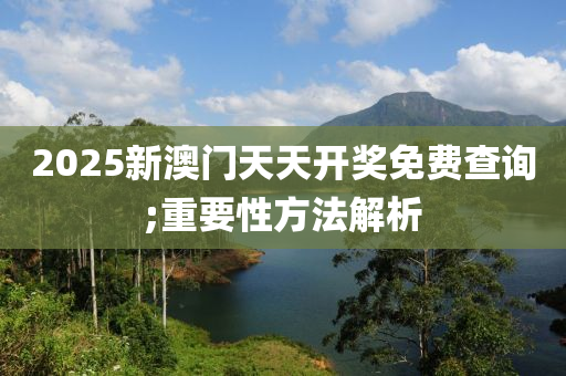2025新澳門天天開獎免費查詢;重要性方法解析
