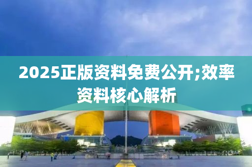 2025正版資料免費公開;效率資料核心解析