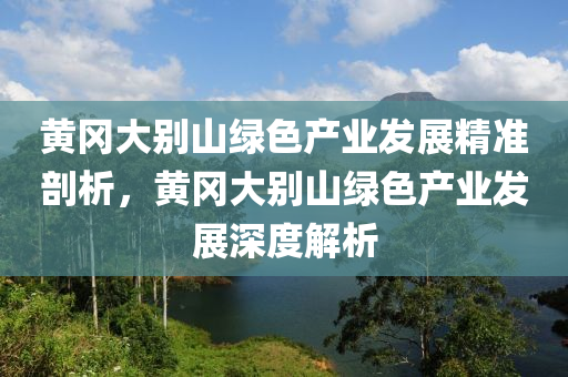 黃岡大別山綠色產(chǎn)業(yè)發(fā)展精準(zhǔn)剖析，黃岡大別山綠色產(chǎn)業(yè)發(fā)展深度解析