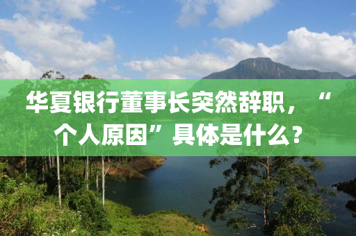 華夏銀行董事長(zhǎng)突然辭職，“個(gè)人原因”具體是什么？