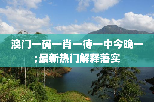 澳門一碼一肖一待一中今晚一;最新熱門解釋落實(shí)