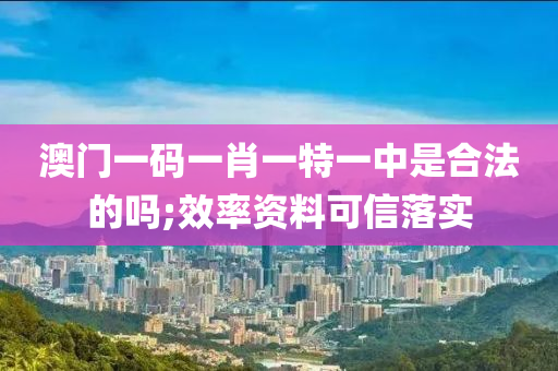澳門一碼一肖一特一中是合法的嗎;效率資料可信落實