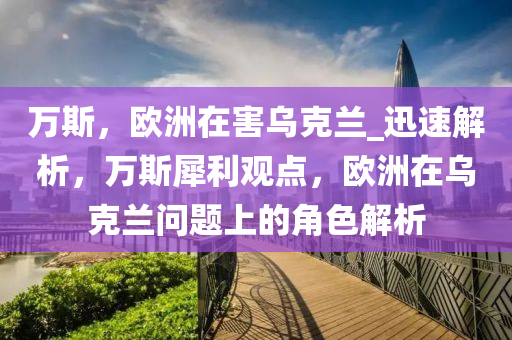 萬斯，歐洲在害烏克蘭_迅速解析，萬斯犀利觀點(diǎn)，歐洲在烏克蘭問題上的角色解析