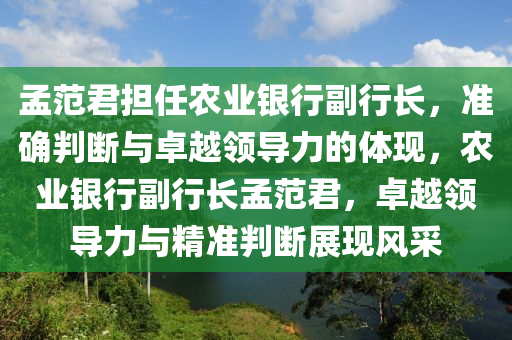 孟范君擔任農(nóng)業(yè)銀行副行長，準確判斷與卓越領(lǐng)導力的體現(xiàn)，農(nóng)業(yè)銀行副行長孟范君，卓越領(lǐng)導力與精準判斷展現(xiàn)風采