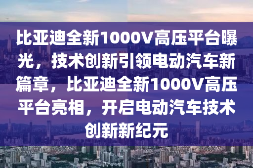 比亞迪全新1000V高壓平臺(tái)曝光，技術(shù)創(chuàng)新引領(lǐng)電動(dòng)汽車新篇章，比亞迪全新1000V高壓平臺(tái)亮相，開(kāi)啟電動(dòng)汽車技術(shù)創(chuàng)新新紀(jì)元