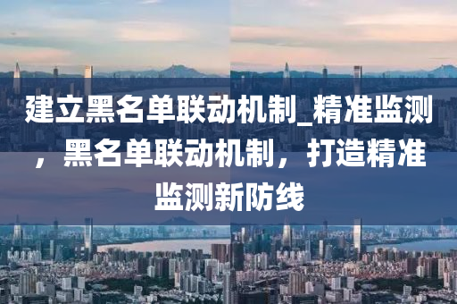 建立黑名單聯(lián)動(dòng)機(jī)制_精準(zhǔn)監(jiān)測(cè)，黑名單聯(lián)動(dòng)機(jī)制，打造精準(zhǔn)監(jiān)測(cè)新防線