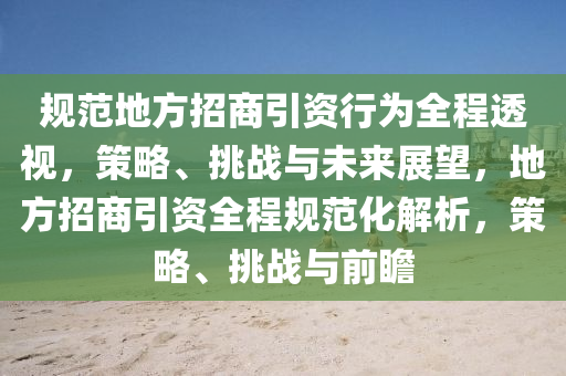 規(guī)范地方招商引資行為全程透視，策略、挑戰(zhàn)與未來(lái)展望，地方招商引資全程規(guī)范化解析，策略、挑戰(zhàn)與前瞻