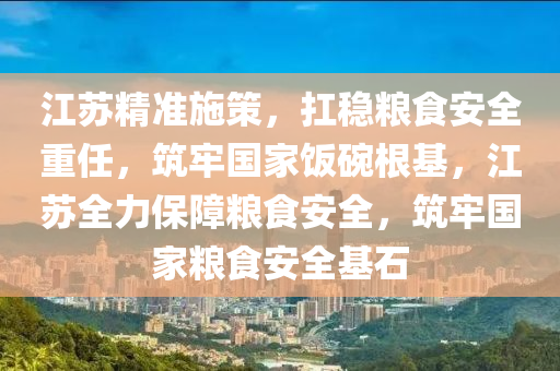 江蘇精準(zhǔn)施策，扛穩(wěn)糧食安全重任，筑牢國(guó)家飯碗根基，江蘇全力保障糧食安全，筑牢國(guó)家糧食安全基石