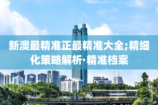 新澳最精準正最精準大全;精細化策略解析·精準檔案