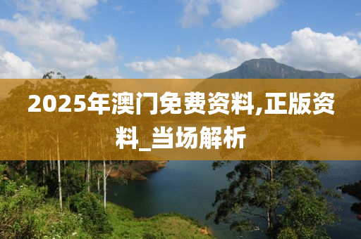 2025年澳門免費資料,正版資料_當場解析