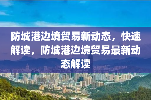 防城港邊境貿(mào)易新動態(tài)，快速解讀，防城港邊境貿(mào)易最新動態(tài)解讀