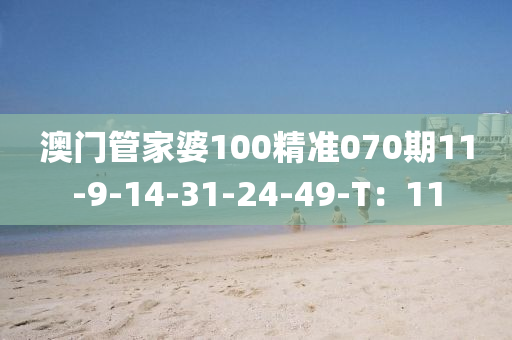 澳門管家婆100精準(zhǔn)070期11-9-14-31-24-49-T：11