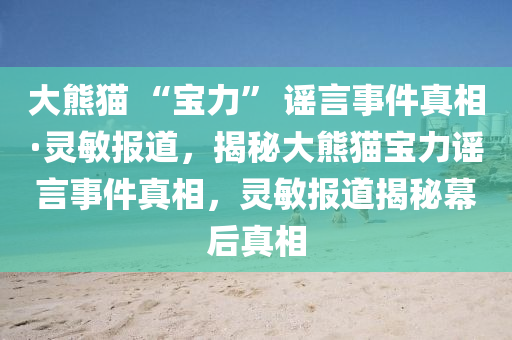 大熊貓 “寶力” 謠言事件真相·靈敏報(bào)道，揭秘大熊貓寶力謠言事件真相，靈敏報(bào)道揭秘幕后真相