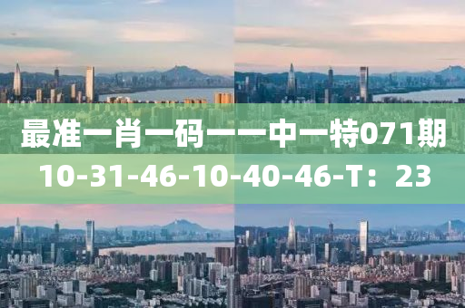 最準一肖一碼一一中一特071期10-31-46-10-40-46-T：23