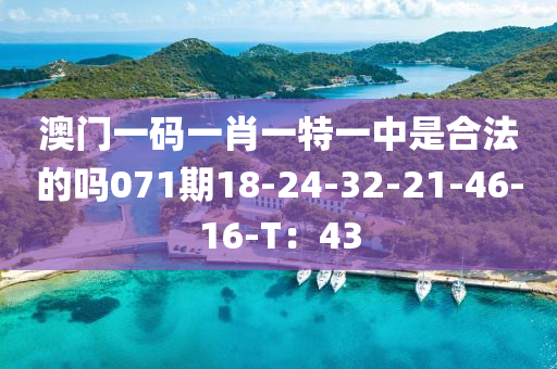 澳門一碼一肖一特一中是合法的嗎071期18-24-32-21-46-16-T：43