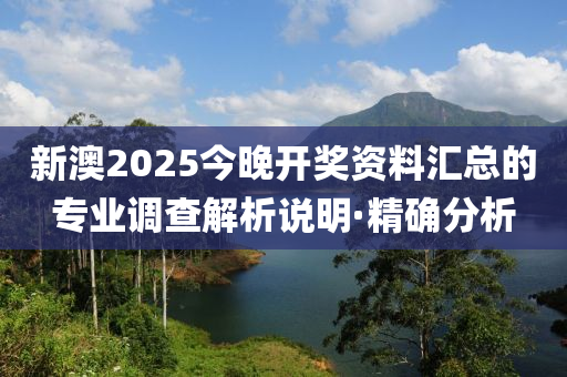新澳2025今晚開獎資料匯總的專業(yè)調(diào)查解析說明·精確分析