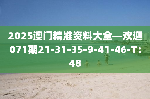 2025澳門精準(zhǔn)資料大全—?dú)g迎071期21-31-35-9-41-46-T：48