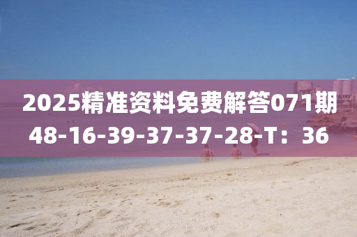 2025精準(zhǔn)資料免費解答071期48-16-39-37-37-28-T：36