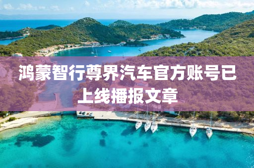 鴻蒙智行尊界汽車官方賬號(hào)已上線播報(bào)文章