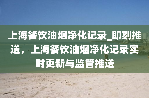 上海餐飲油煙凈化記錄_即刻推送，上海餐飲油煙凈化記錄實(shí)時(shí)更新與監(jiān)管推送