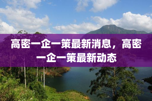 高密一企一策最新消息，高密一企一策最新動態(tài)