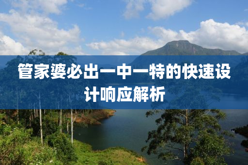 管家婆必出一中一特的快速設(shè)計(jì)響應(yīng)解析