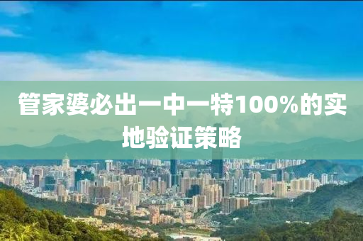 管家婆必出一中一特100%的實(shí)地驗(yàn)證策略