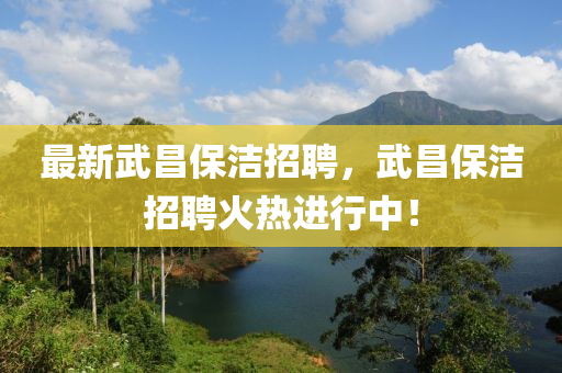 最新武昌保潔招聘，武昌保潔招聘火熱進行中！