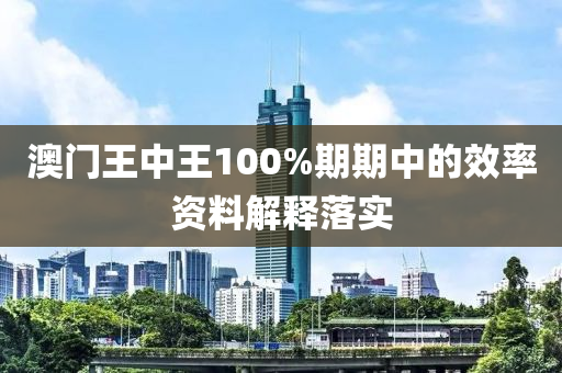 澳門王中王100%期期中的效率資料解釋落實(shí)