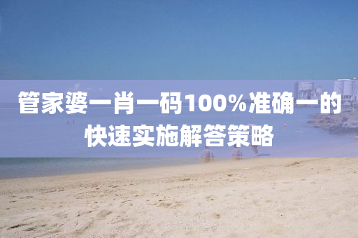 管家婆一肖一碼100%準(zhǔn)確一的快速實(shí)施解答策略