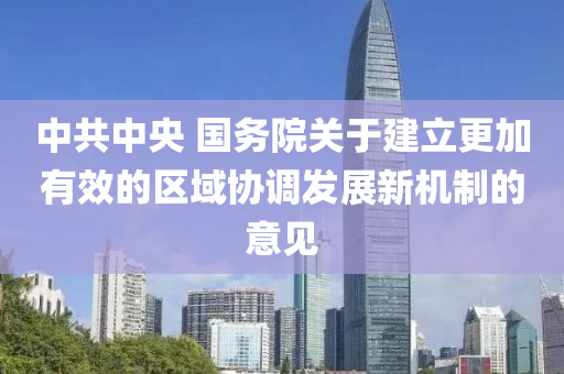 中共中央 國(guó)務(wù)院關(guān)于建立更加有效的區(qū)域協(xié)調(diào)發(fā)展新機(jī)制的意見(jiàn)
