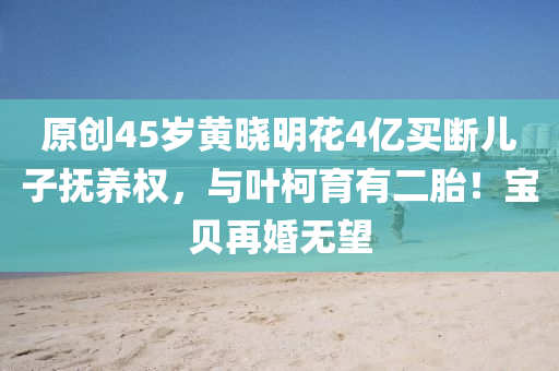 原創(chuàng)45歲黃曉明花4億買(mǎi)斷兒子撫養(yǎng)權(quán)，與葉柯育有二胎！寶貝再婚無(wú)望
