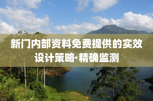 新門內(nèi)部資料免費(fèi)提供的實(shí)效設(shè)計(jì)策略·精確監(jiān)測