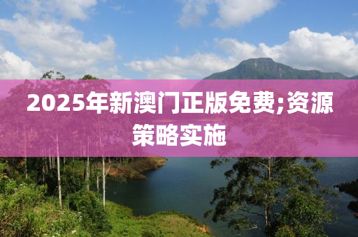 2025年新澳門正版免費(fèi);資源策略實(shí)施