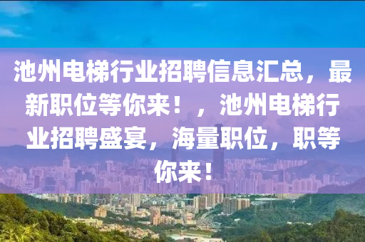 池州電梯行業(yè)招聘信息匯總，最新職位等你來！，池州電梯行業(yè)招聘盛宴，海量職位，職等你來！