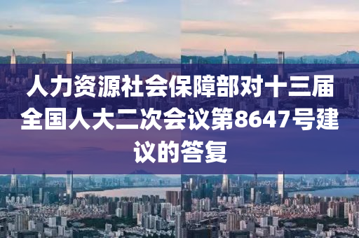 人力資源社會保障部對十三屆全國人大二次會議第8647號建議的答復(fù)
