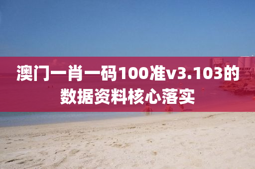 澳門一肖一碼100準(zhǔn)v3.103的數(shù)據(jù)資料核心落實(shí)