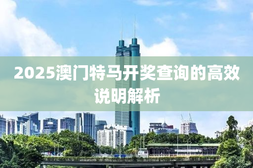 2025澳門(mén)特馬開(kāi)獎(jiǎng)查詢的高效說(shuō)明解析