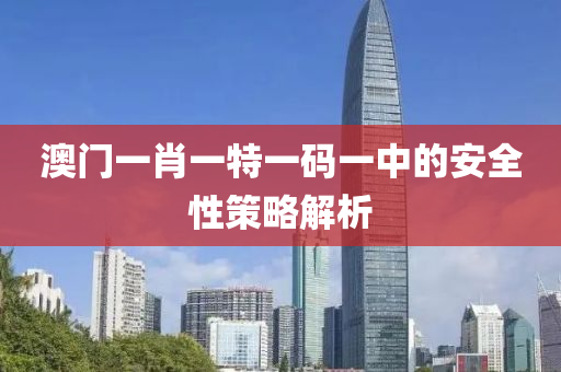 澳門一肖一特一碼一中的安全性策略解析