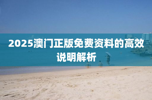 2025澳門正版免費資料的高效說明解析