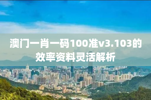 澳門一肖一碼100準(zhǔn)v3.103的效率資料靈活解析
