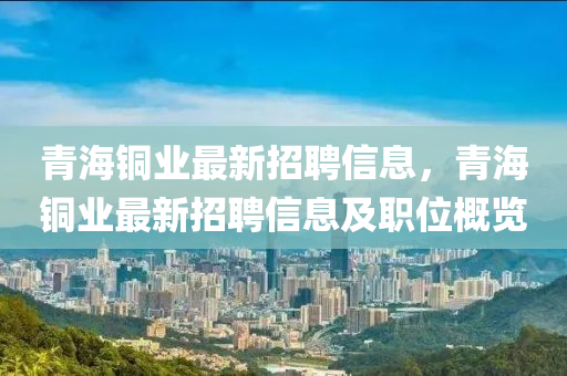 青海銅業(yè)最新招聘信息，青海銅業(yè)最新招聘信息及職位概覽
