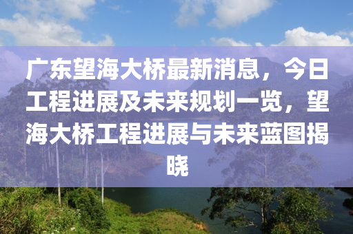 廣東望海大橋最新消息，今日工程進(jìn)展及未來規(guī)劃一覽，望海大橋工程進(jìn)展與未來藍(lán)圖揭曉