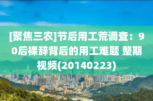 [聚焦三農(nóng)]節(jié)后用工荒調(diào)查：90后裸辭背后的用工難題 整期視頻(20140223)